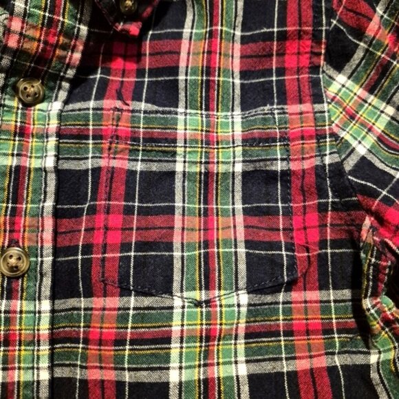 Gymboree boys size 4T button down shirt, blue, red, green & white plaid, vguc - Picture 3 of 6